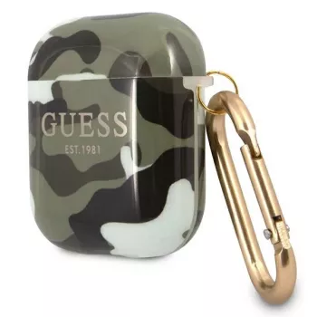 GUESS Camo Collection husă AirPods 1/2 verde/khaki
