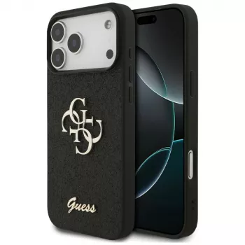 Husă GUESS Fixed Glitter Big 4G pentru iPhone 18 Pro Max / 17 Pro Max - Negru