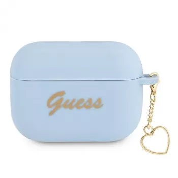 Husă GUESS pentru AirPods Pro Albastru Silicon Charm Heart Collection