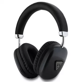 Căști over-ear GUESS Bluetooth 5.3 cu logo triunghi metalic - Negru