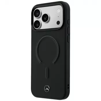 Husă Mercedes-Benz din piele naturală MagSafe pentru iPhone 18 Pro / 17 Pro, Negru