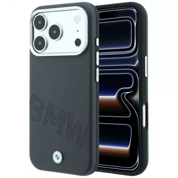 Husă BMW Sign Inclined Deboss Letters MagSafe pentru iPhone 18 Pro Max / 17 Pro Max - Gri