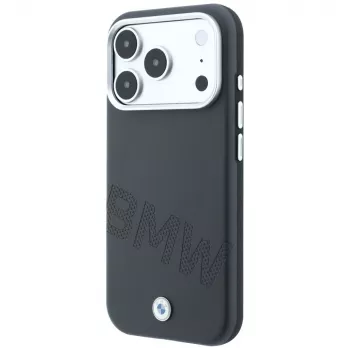 Husă BMW Sign Inclined Deboss Letters MagSafe pentru iPhone 18 Pro Max / 17 Pro Max - Gri