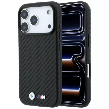 Husă BMW M Carbon Metal Logo MagSafe pentru iPhone 18 Pro Max / 17 Pro Max - Negru