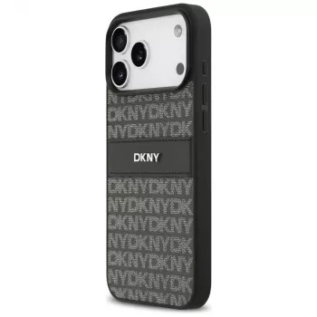Husă DKNY Repeat Texture Pattern cu dungă tonală pentru iPhone 17 Pro Max - Negru