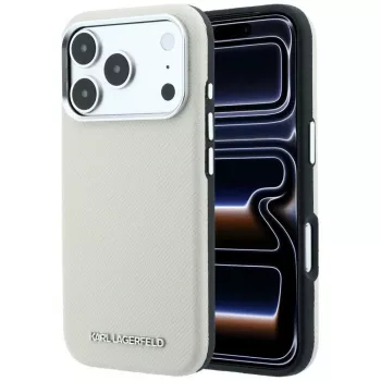 Husă Karl Lagerfeld Grained Elongated Logo MagSafe pentru iPhone 18 Pro / 17 Pro - Bej