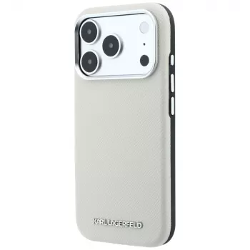Husă Karl Lagerfeld Grained Elongated Logo MagSafe pentru iPhone 18 Pro / 17 Pro - Bej