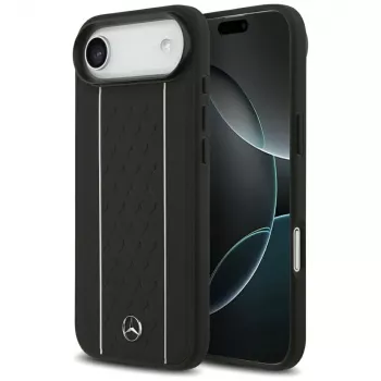 Husă Mercedes-Benz din piele Star Pattern Stripes MagSafe pentru iPhone Air, Negru
