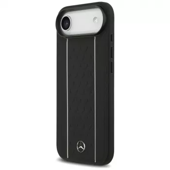 Husă Mercedes-Benz din piele Star Pattern Stripes MagSafe pentru iPhone Air, Negru