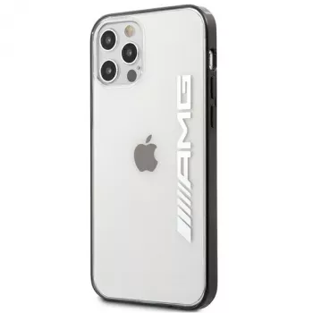 AMG AMHCP12LAESLBK iPhone 12 Pro Max Transparent Hard Case with Metallic Painted Black Frame
