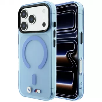 Husă BMW M IML Frosted cu logo metalic & MagSafe pentru iPhone 18 Pro Max / 17 Pro Max - Albastru