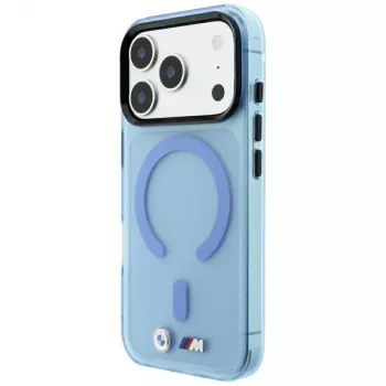 Husă BMW M IML Frosted cu logo metalic & MagSafe pentru iPhone 18 Pro Max / 17 Pro Max - Albastru