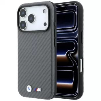 Husă MagSafe BMW M Carbon Metal Logo pentru iPhone 18 Pro Max / 17 Pro Max - Gri
