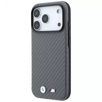 Husă MagSafe BMW M Carbon Metal Logo pentru iPhone 18 Pro Max / 17 Pro Max - Gri
