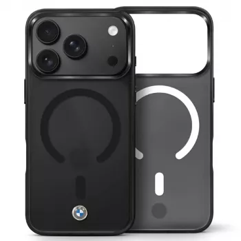 Husă MagSafe BMW Sign Frosted IML & Metal Logo pentru iPhone 18 Pro Max / 17 Pro Max - Negru