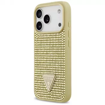 Husă GUESS Rhinestone Triangle Logo pentru iPhone 17 Pro - Auriu
