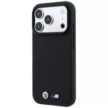 Husă MagSafe BMW M Quadrille Kevlar Metal Logo pentru iPhone 18 Pro / 17 Pro - Negru