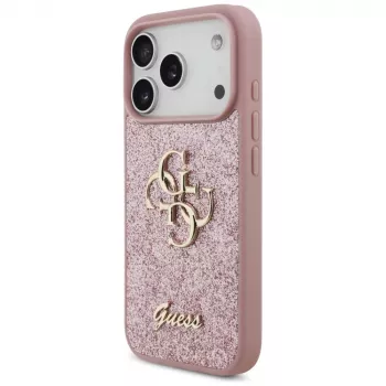 Husă GUESS Fixed Glitter Big 4G pentru iPhone 18 Pro / 17 Pro – Roz