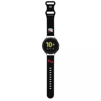 Curea universală din silicon pentru ceas Hello Kitty cu design Cap Kitty, Negru, 20mm