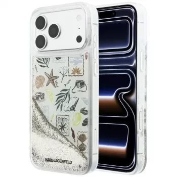 Husă Karl Lagerfeld Liquid Glitter Beach & Sand pentru iPhone 18 Pro Max / 17 Pro Max – Bej