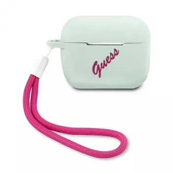 Husă din silicon GUESS Vintage pentru AirPods Pro - Albastru Fuchsia
