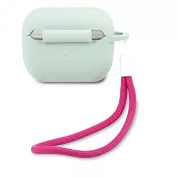 Husă din silicon GUESS Vintage pentru AirPods Pro - Albastru Fuchsia