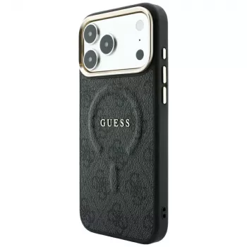 Husă MagSafe GUESS Embossed 4G Classic pentru iPhone 17 Pro / 18 Pro - neagră