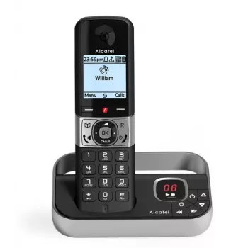 Alcatel F890 Voice DECT Cordless Phone with Answering Machine, Black/Silver