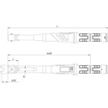 Cheie dinamometrică Gedore DMSE 300 cu pătrat de antrenare 14x18 mm, 60-300 Nm, calibrată