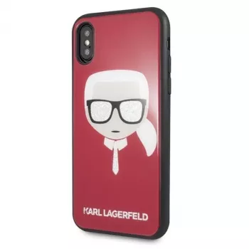 Husă Karl Lagerfeld KLHCPXDLHRE iPhone X/Xs Iconic Glitter Karl's Head Roșu