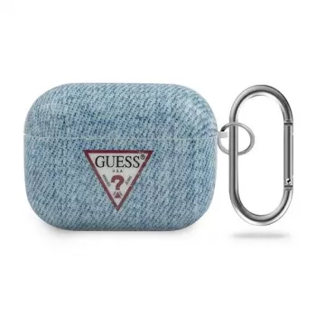 Husă GUESS Jeans Collection albastru deschis AirPods Pro cu carabinieră