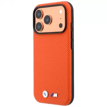 Husă BMW M Quadrille Kevlar Metal Logo MagSafe pentru iPhone 18 Pro / 17 Pro - Portocaliu