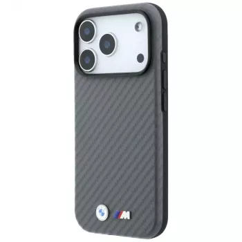 Husă MagSafe BMW M Carbon Metal Logo pentru iPhone 18 Pro / 17 Pro - gri
