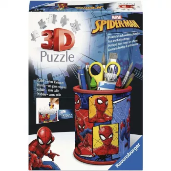 Suport de pixuri 3D Puzzle RAVENSBURGER Spider-Man - 54 piese, Marvel oficial, Easy Click