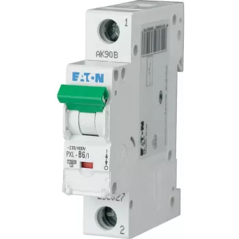 Întrerupător automat de protecție (MCB) EATON PXL-C6/1, 6 A, 1 pol, curbă C, 10 kA, șină DIN