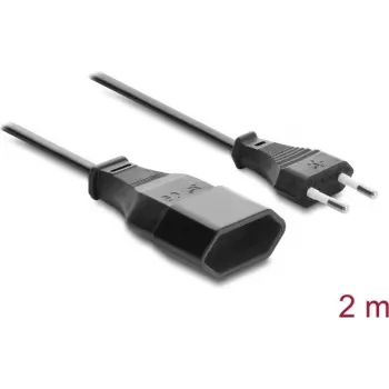 Cablu prelungitor Delock cu ștecher euro CEE 7/16 tată la mamă 2 x 0,75 mm², 2 m, negru