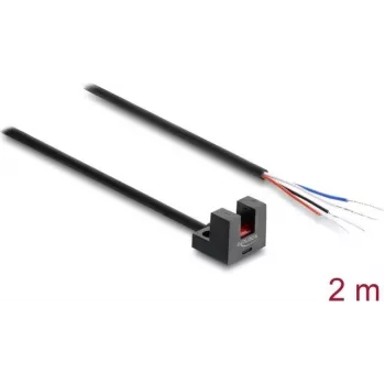 Barieră luminoasă cu furcă Delock 5 mm tip L cu 4 capete de cablu deschise NPN L/D selectabil 2 m