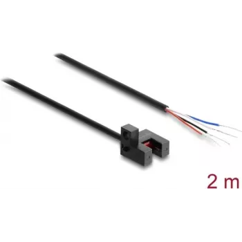 Barieră luminoasă cu furcă Delock 5 mm tip R cu 4 capete de cablu deschise NPN L/D comutabil 2 m