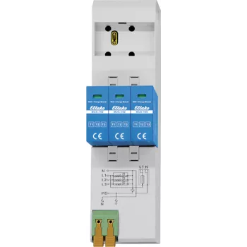 Descărcător de supratensiune modular Eltako MUA-100 tip 1+2+3, 4 poli, curent de impuls 12,5kA, șină DIN