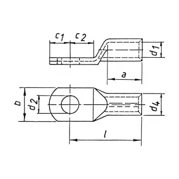 Papuc tubular de cablu Klauke 104R12 25 mm² M7, conector de crimpare din cupru cositorit electrolitic