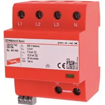Descărcător combinat de curent de trăsnet și supratensiune DEHN DSH B TNS 255 FM tip 1+2 pentru sisteme TNS