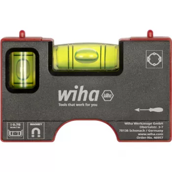 Nivelă mini WIHA Pocket 46957 8 cm gri/roșu cu bază magnetică