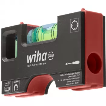 Nivelă mini WIHA Pocket 46957 8 cm gri/roșu cu bază magnetică