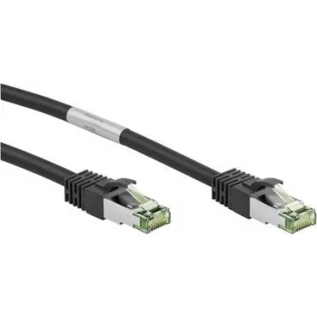 Cablu patch Wentronic Goobay CAT 8.1 S/FTP (PiMF), 10 m, negru, LSZH fără halogen, cupru AWG 24