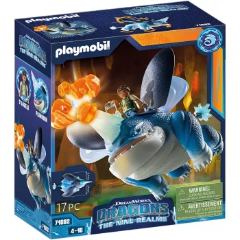 Playmobil 71082 Dragons: The Nine Realms - Plowhorn & D'Angelo cu funcție de explozie a stâncii de cristal