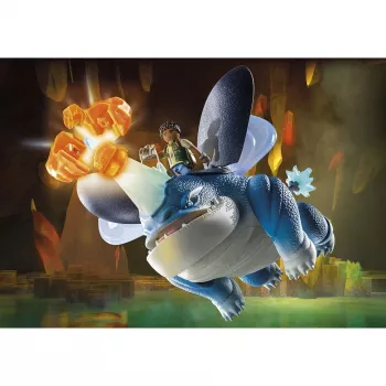Playmobil 71082 Dragons: The Nine Realms - Plowhorn & D'Angelo cu funcție de explozie a stâncii de cristal