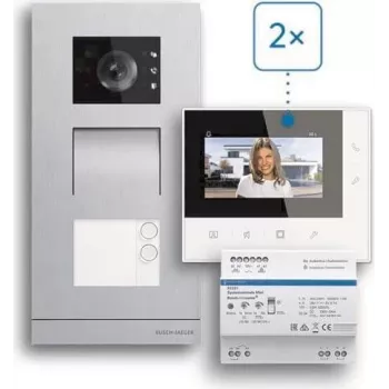 Set de interfon video cu 2 fire ABB Welcome Basic pentru case cu două familii, monitor 4,3