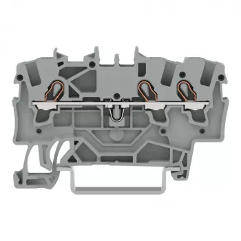 WAGO 2001-1301 3-Conductor Through Terminal Block, 1.5 mm², Push-in CAGE CLAMP, Ex e II, Gray