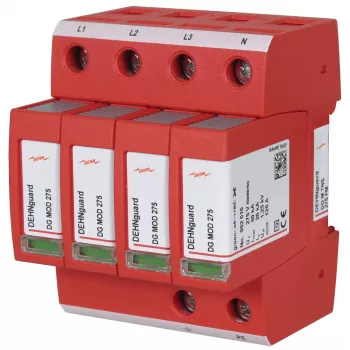 DEHNguard DG M TNS 275 FM Descărcător de supratensiune tip 2, 4 poli, 275 V AC, 40 kA, IP20, șină DIN