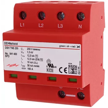 Descărcător combinat de supratensiune DEHN DSH TNS 255 tip 1+2 pentru sisteme TN-S